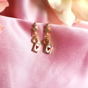 Red queen card match earrings